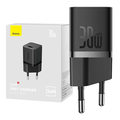 ⁨Mini ładowarka sieciowa Baseus GaN5  30W (czarna)⁩ w sklepie Wasserman.eu