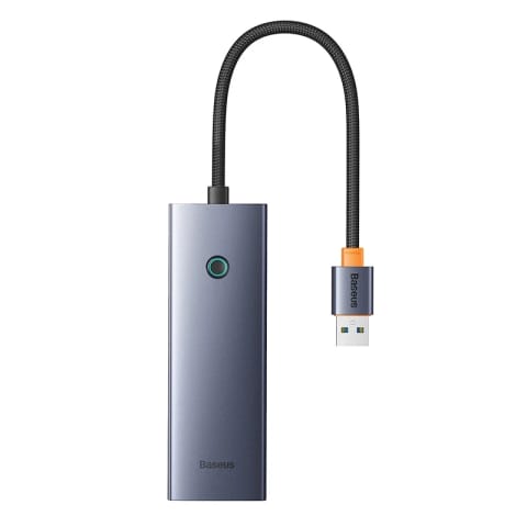 ⁨Hub Baseus UltraJoy Series Lite 4-Port (USB do USB 3.0*3+RJ45*1+USB-C 5V) (szary)⁩ w sklepie Wasserman.eu