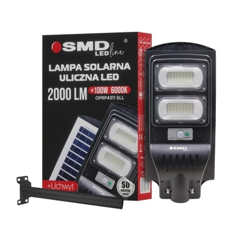 ⁨LAMPA LED ULICZNA SOLARNA 100W 10AH 6000K 2000LM + UCHWYT⁩ w sklepie Wasserman.eu