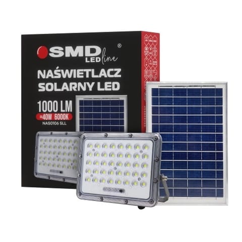 ⁨NAŚWIETLACZ LED SOLARNY 40W 6000K 1000LM + PANEL⁩ w sklepie Wasserman.eu