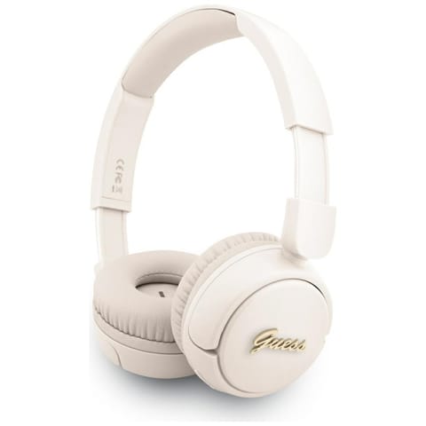 ⁨Słuchawki nauszne Guess Bluetooth 5.3    Metal Logo Script beżowy⁩ w sklepie Wasserman.eu