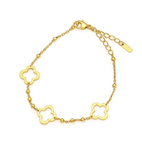 ⁨Bransoletka na rękę stal chirurgiczna pozłacana 14k złotem Koniczynki BST1556⁩ w sklepie Wasserman.eu