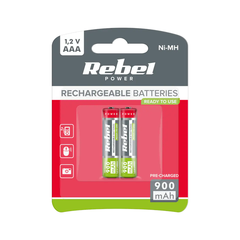 Akumulatorki REBEL HR03 900 mAh Ni-MH 2szt/bl w sklepie Wasserman.eu