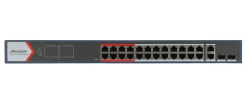 ⁨SWITCH POE DS-3E1326P-EI(B) 24-PORTOWY SFP Hikvision⁩ w sklepie Wasserman.eu