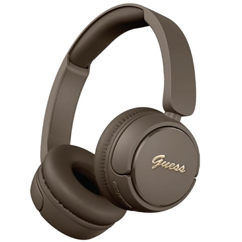 ⁨Słuchawki nauszne Guess Bluetooth 5.3    Metal Logo Script brązowy⁩ w sklepie Wasserman.eu