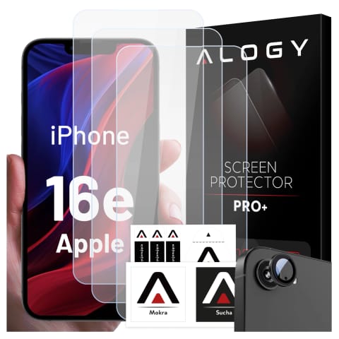 ⁨3x Szkło hartowane na ekran + szkło na obiektyw do Apple iPhone 16e ochronne szkiełko na ekran i aparat 9H Alogy GlassGuard Pack™️ zestaw szkieł ochronnych⁩ w sklepie Wasserman.eu