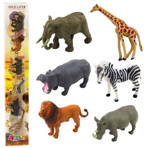 ⁨Zestaw Mini Figurki Dzikie Zwierzęta Żyrafa Zebra Lew 6-8cm 6szt⁩ w sklepie Wasserman.eu