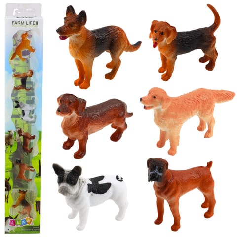⁨Zestaw Mini Figurki Psy Owczarek Niemiecki Jamnik Buldog Francuski 4cm 6szt⁩ w sklepie Wasserman.eu