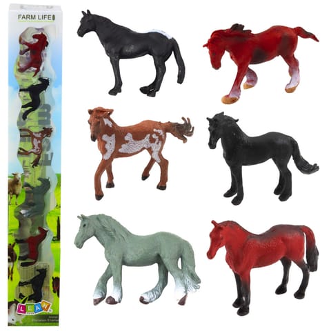 ⁨Zestaw Mini Figurki Konie Rasy Brązowy Czarny Szary 5-6cm 6szt⁩ w sklepie Wasserman.eu