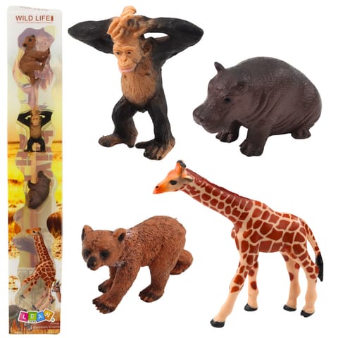 ⁨Zestaw Mini Figurki Dzikie Zwierzęta Szympans Żyrafa 6-9cm 4szt⁩ w sklepie Wasserman.eu