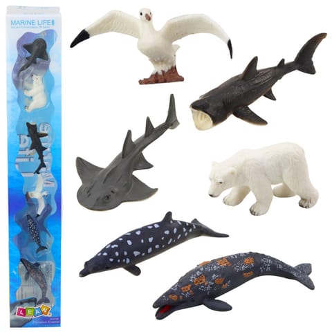 ⁨Zestaw Mini Figurki Zwierzęta Morskie Przybrzeżne Mewa Rekin 6-8cm 6szt⁩ w sklepie Wasserman.eu