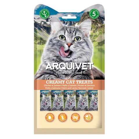 ⁨ARQUIVET Kremowa przekąska z kurczakiem i łososiem 5X14 g⁩ w sklepie Wasserman.eu