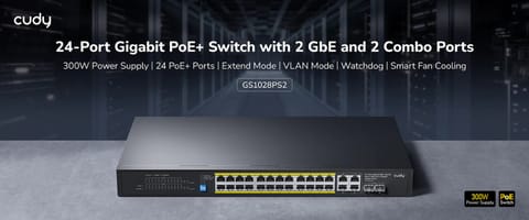 ⁨SWITCH POE GS2028PS4-300W 24-PORTOWY SFP CUDY⁩ w sklepie Wasserman.eu