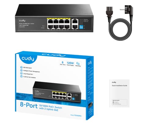 ⁨Cudy FS1010PG network switch Fast Ethernet (10/100) Power over Ethernet (PoE) Black⁩ at Wasserman.eu