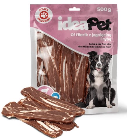 ⁨IdeaPet Fileciki z jagnięciną i rybą 500g⁩ w sklepie Wasserman.eu