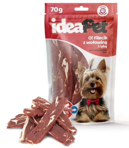 ⁨IdeaPet O! Fileciki z wołowiną i rybą 70g⁩ w sklepie Wasserman.eu