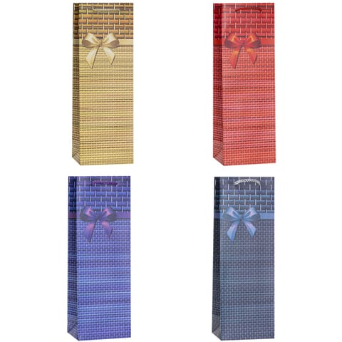⁨Torebka prezentowa 12x35x9cm na butelkę TBG-24009-BB ROZETTE⁩ w sklepie Wasserman.eu