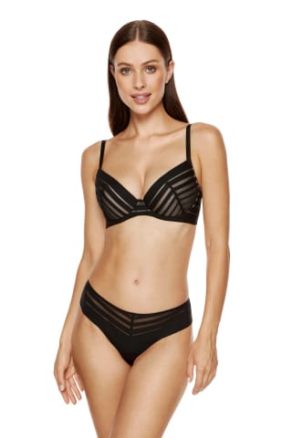 Luna biustonosz push-up w paski (kolor czarny, rozmiar 85C) w sklepie Wasserman.eu