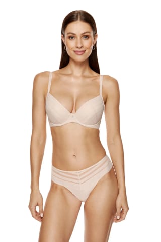 ⁨Luna biustonosz push-up w paski (kolor beżowy, rozmiar 70C)⁩ w sklepie Wasserman.eu