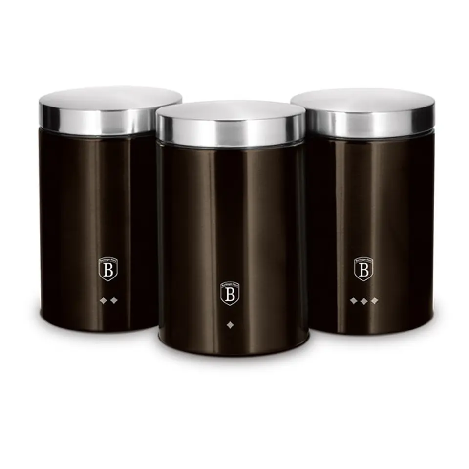 ⁨Set of 3 containers Berlinger Haus BH/6828 Metallic Line Shiny Black Edition⁩ at Wasserman.eu