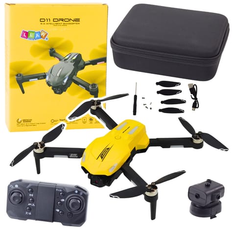 ⁨Dron D11 Zdalnie Sterowany Kamera HD WIFI Sterowanie Gestami Pilot Żółty⁩ w sklepie Wasserman.eu