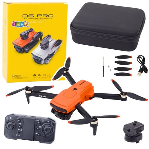 ⁨Dron D6 PRO Podwójna Kamera HD Światła LED Pomarańczowy⁩ w sklepie Wasserman.eu