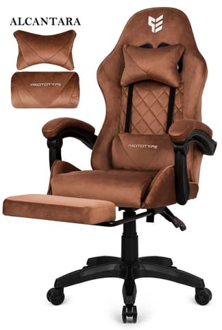 ⁨Fotel obrotowy gamingowy XL POKER PRO BROWN ALCANTARA⁩ w sklepie Wasserman.eu