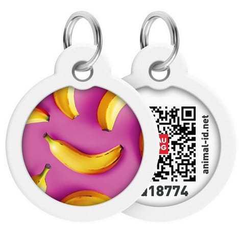 ⁨Collar WauDog Smart ID Zawieszka z QR-paszportem okrągła 3cm banany na różu⁩ w sklepie Wasserman.eu