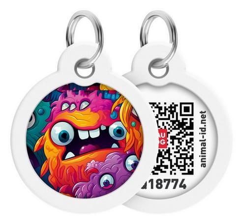 ⁨Collar WauDog Smart ID Zawieszka z QR-paszportem okrągła 3cm zębate potwory⁩ w sklepie Wasserman.eu