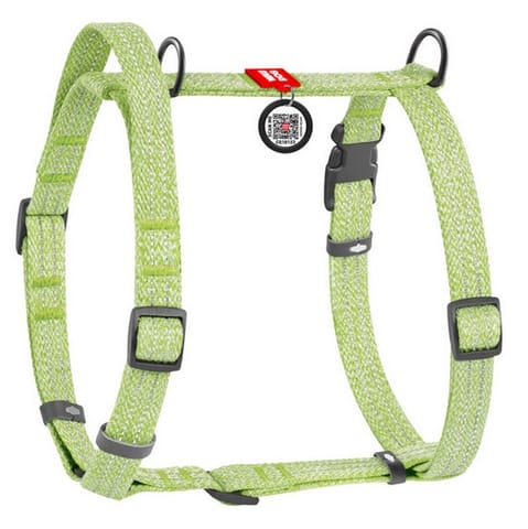 ⁨Collar WauDog Re-Cotton Szelki z rączką z regenerowanej bawełny anatomiczne w kształcie litery H, odblaskowe z QR-paszportem, plastikowy fastex, L jasnozielone⁩ w sklepie Wasserman.eu
