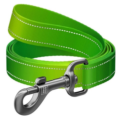 ⁨Collar WauDog Nylon Mono Smycz nylonowa odblaskowa M 20mm/200cm jasnozielona⁩ w sklepie Wasserman.eu