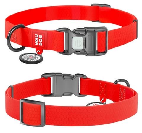 ⁨Collar Waterproof Obroża wodoodporna z QR-paszportem, plastikowy fastex, M 20mm/28-40cm czerwona⁩ w sklepie Wasserman.eu