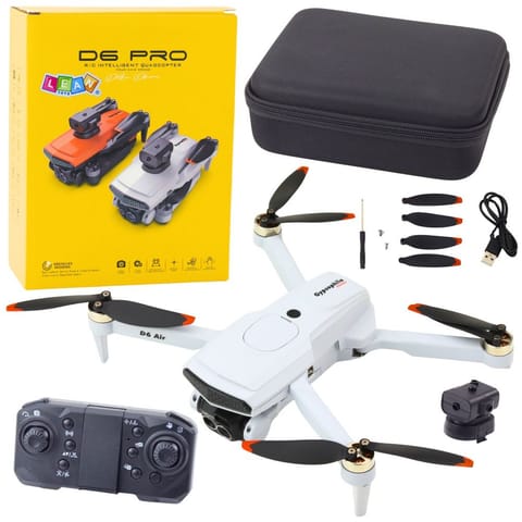 ⁨Dron D6 PRO Kamera Światła LED Aplikacja Jasnoszary⁩ w sklepie Wasserman.eu