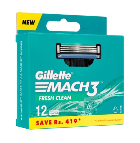 ⁨GILLETTE Mach3 Wkłady wymienne do maszynki do golenia dla mężczyzn 1 op. - 12 szt.⁩ w sklepie Wasserman.eu