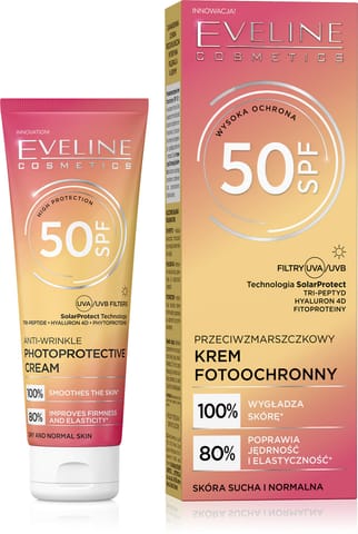 ⁨EVELINE Przeciwzmarszczkowy Krem fotoochronny do twarzy SPF50 30ml⁩ w sklepie Wasserman.eu