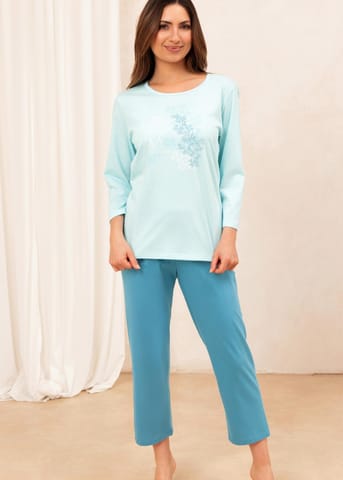 ⁨PIŻAMA REGINA DAMSKA 706 TURKUS XXL-4XL (kolor turkus, rozmiar 4XL)⁩ w sklepie Wasserman.eu