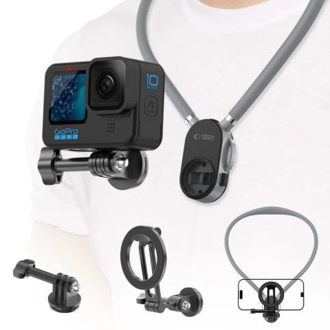 ⁨Uchwyt na Szyję Tech-Protect AC200 MagSafe GoPro DJI Crayon Grey⁩ w sklepie Wasserman.eu