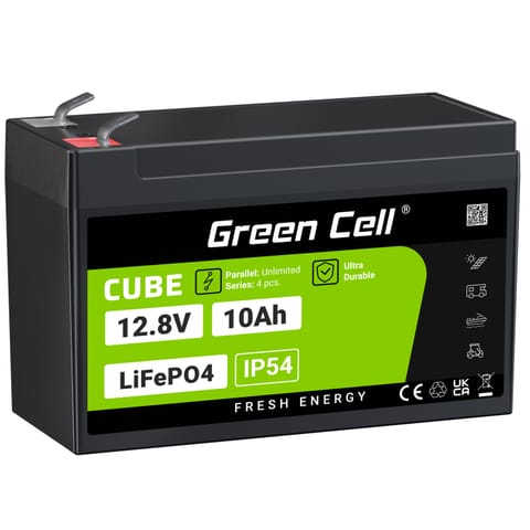 ⁨Green Cell CUBE LiFePO4 10Ah 12.8V 128Wh lithium-iron-fosforan bateria do power i oświetlenie awaryjne, panele sterujące⁩ w sklepie Wasserman.eu