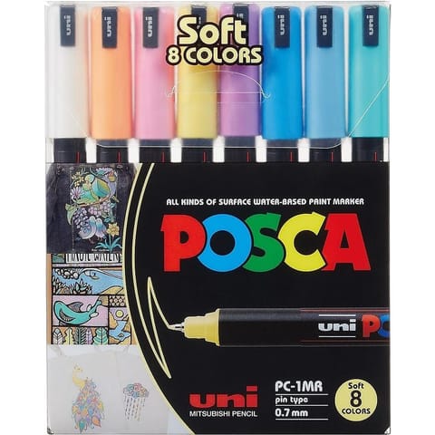 ⁨POSCA Marker UNI PC-1MR 8er Set Pastell⁩ at Wasserman.eu