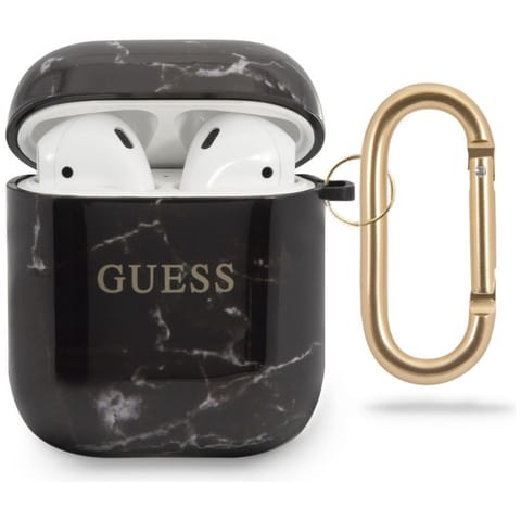 ⁨Guess GUACA2TPUMABK AirPods cover black/black Marble Collection⁩ at Wasserman.eu