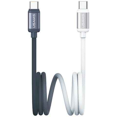⁨Kabel USAMS Bicolor Series SJ756 PD 60W  USB-C/USB-C 1.2m czarno biały⁩ w sklepie Wasserman.eu