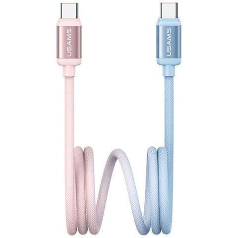 ⁨Kabel USAMS Bicolor Series SJ756 PD 60W  USB-C/USB-C 1.2m niebiesko różowy⁩ w sklepie Wasserman.eu