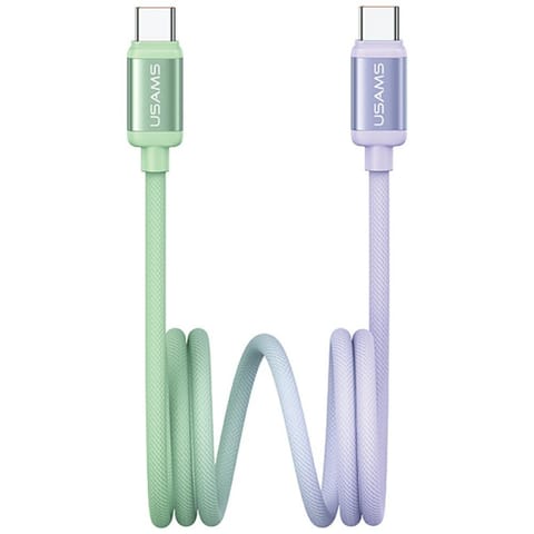 ⁨Kabel USAMS Bicolor Series SJ756 PD 60W  USB-C/USB-C 1.2m zielono fioletowy⁩ w sklepie Wasserman.eu