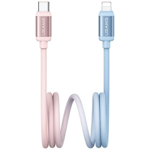 ⁨Kabel USAMS Bicolor Series SJ757 PD 30W  USB-C/Lightning 1.2m niebiesko różowy⁩ w sklepie Wasserman.eu