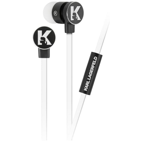 ⁨Karl Lagerfeld słuchawki KLEPWIWHbiało-czarny/white&black 3,5mm⁩ w sklepie Wasserman.eu