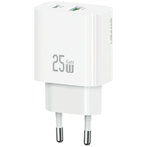 ⁨Ładowarka sieciowa USAMS CC315 T65 25W   1xUSB-C 1xUSB-A Fast Charging biały⁩ w sklepie Wasserman.eu