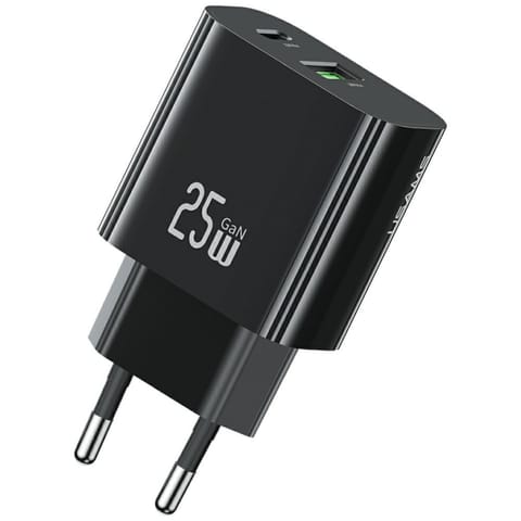 ⁨Ładowarka sieciowa USAMS CC315 T65 25W   1xUSB-C 1xUSB-A Fast Charging czarny⁩ w sklepie Wasserman.eu