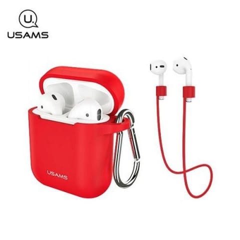 ⁨USAMS Etui ochronne do AirPods siliconczerwony/red BH423AP04 (US-BH423)⁩ w sklepie Wasserman.eu