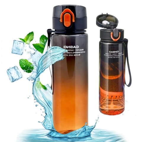 ⁨Butelka na wodę, bidon 560ML CASNO OMBRE czarny pomarańczowy BD52⁩ w sklepie Wasserman.eu