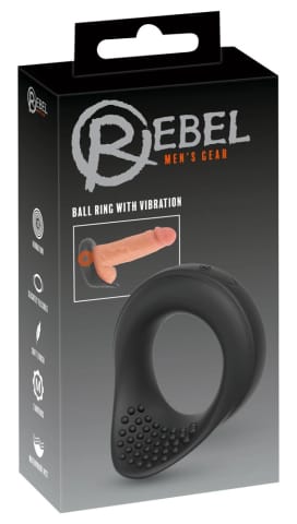 ⁨Rebel Pierścień Wibracyjny do Masażu z 10 Trybami, Silikonowy, Czarny⁩ w sklepie Wasserman.eu